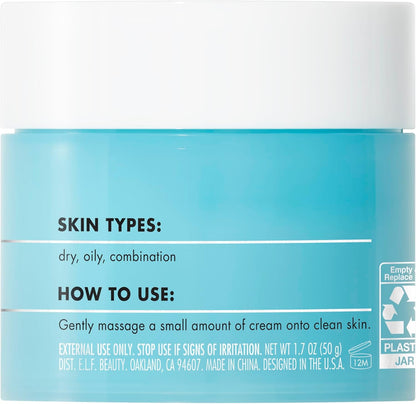 e.l.f. Holy Hydration! Face Cream - Fragrance Free, Moisturizes & Softens Skin, Quick-Absorbing & Ultra-Hydrating, 1.8 Oz (50g)