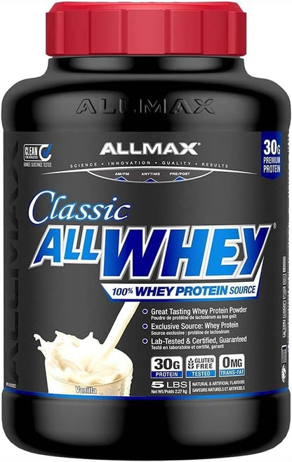 ALLMAX Nutrition - ALLWHEY Classic - 100% Whey Protein - Vanilla - 5 Pound & Classic 100% Whey Protein - Chocolate Peanut Butter - 5 Pound