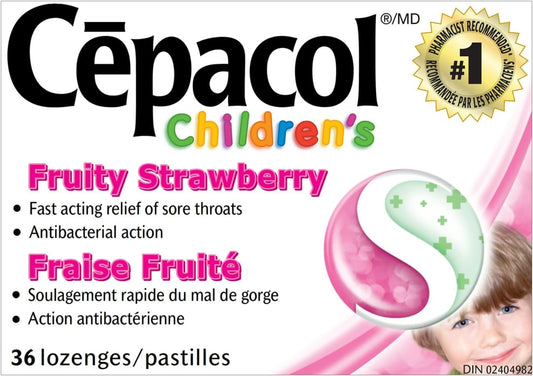 Cepacol 儿童水果草莓味咽喉痛润喉糖 36 粒