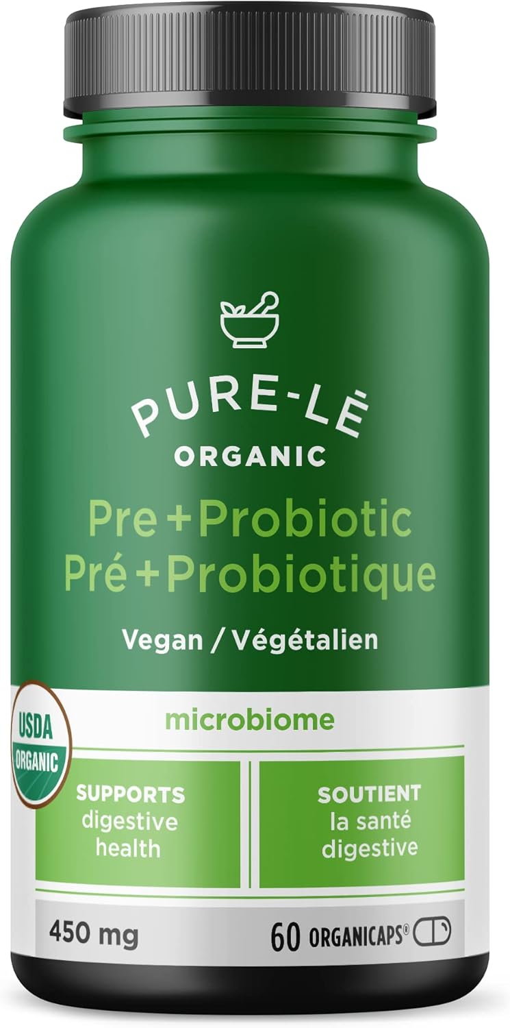Pure-lē Organicaps – Organic Prebiotic + Probiotic Capsules, 60 Count