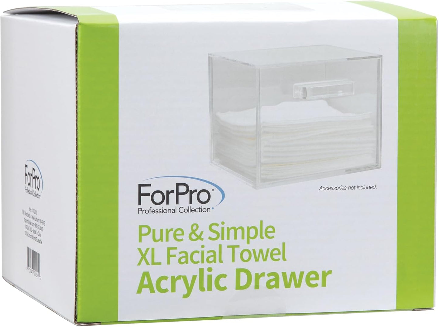ForPro Premium Pure & Simple XL 面巾壓克力架附抽屜，可容納 50 條 Pure & Simple XL 面巾，一次卸妝乾巾架