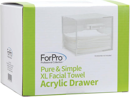 ForPro Premium Pure & Simple XL 面巾壓克力架附抽屜，可容納 50 條 Pure & Simple XL 面巾，一次卸妝乾巾架