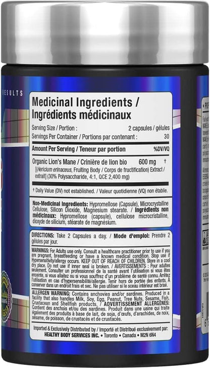 ALLMAX Nutrition - 狮鬃菇提取物 600 毫克 - 高级益智药，增强锻炼效果 - 60 粒