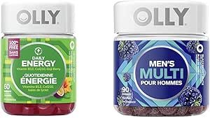 OLLY Daily Energy Gummy Supplement 100% caffeine-free energy vitamins & Men's Multi Gummy Supplement