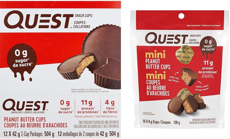 Quest Nutrition Peanut Butter Cups + Mini Peanut Butter Cups | High Protein, Low Carb, Low Sugar, Keto Friendly