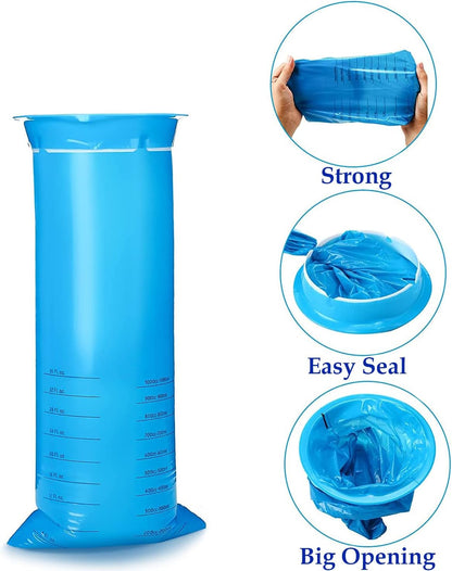 PUROSUR 60 Count Vomit Bag Portable Emesis Puke Bags Leak Resistant Portable 1000ml Sickness Bags for Motion Sickness, Travel, Car, Airplane, Taxi Use (Blue)