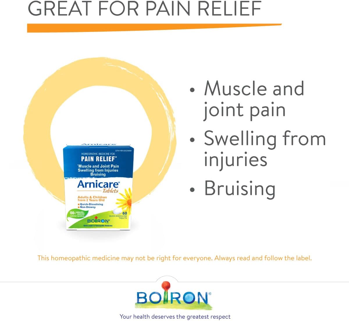 Boiron Arnicare 片剂，60 片，顺势疗法药物，用于缓解肌肉和关节疼痛肿胀和 Arnicare 凝胶 75g，用于缓解肌肉疼痛和关节疼痛