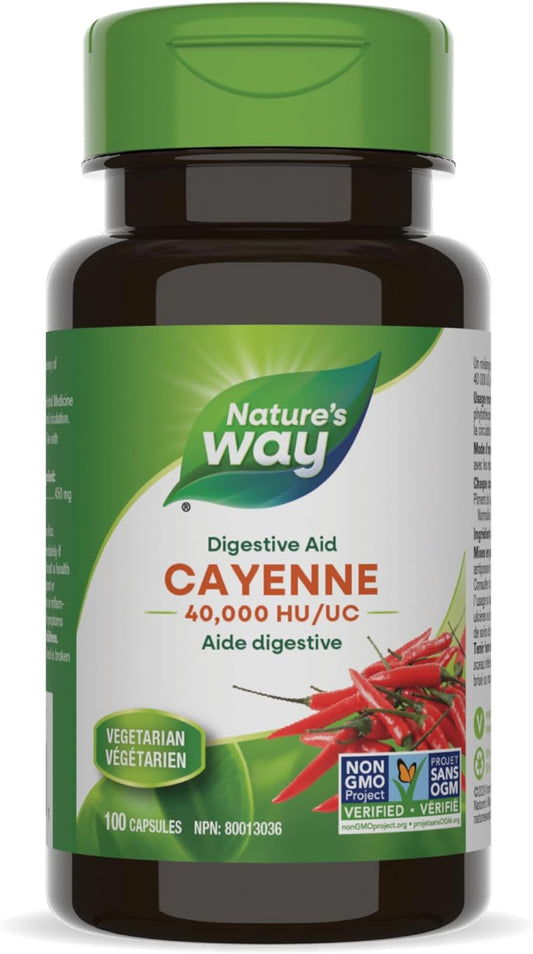 Nature's Way Cayenne Pepper 40,000 HU, 450 mg per serving, 100 Vegetarian Capsules ( 1 Pack)