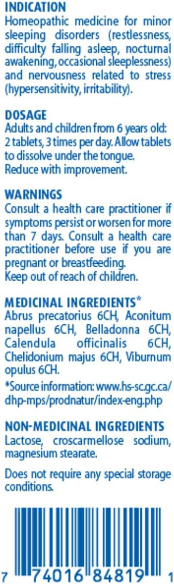 Boiron Quietude 90片，适用于睡眠和轻微睡眠障碍（烦躁不安、入睡困难、夜醒、偶尔失眠）以及神经紧张（过敏、烦躁）。顺势疗法药物。