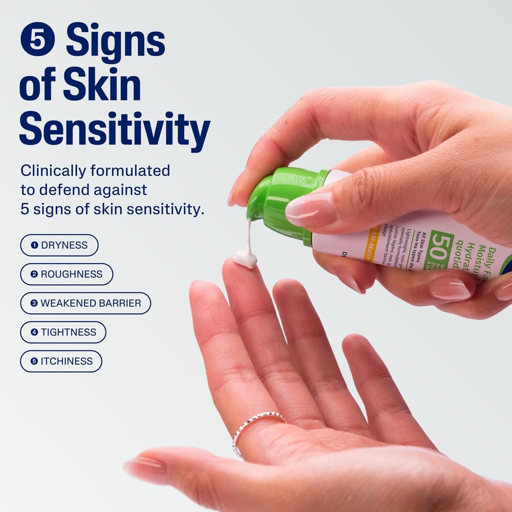 Cetaphil Daily Facial Moisturizer, SPF 50 Gentle Face Lotion for All Skin Types, Light Weight, Oil Free, Dermatologist Recommended Sensitive Skincare, 50ml, Pack of 1