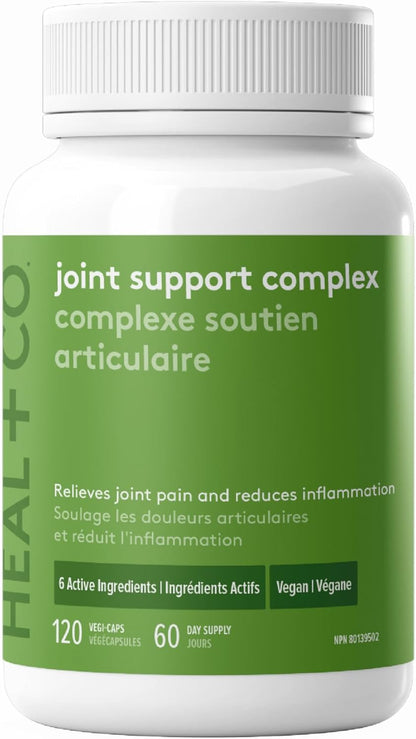 HEAL + CO. 关节支持复合物，含 6 种天然活性成分 - 缓解关节疼痛、减少炎症、支持活动能力，120 粒素食胶囊