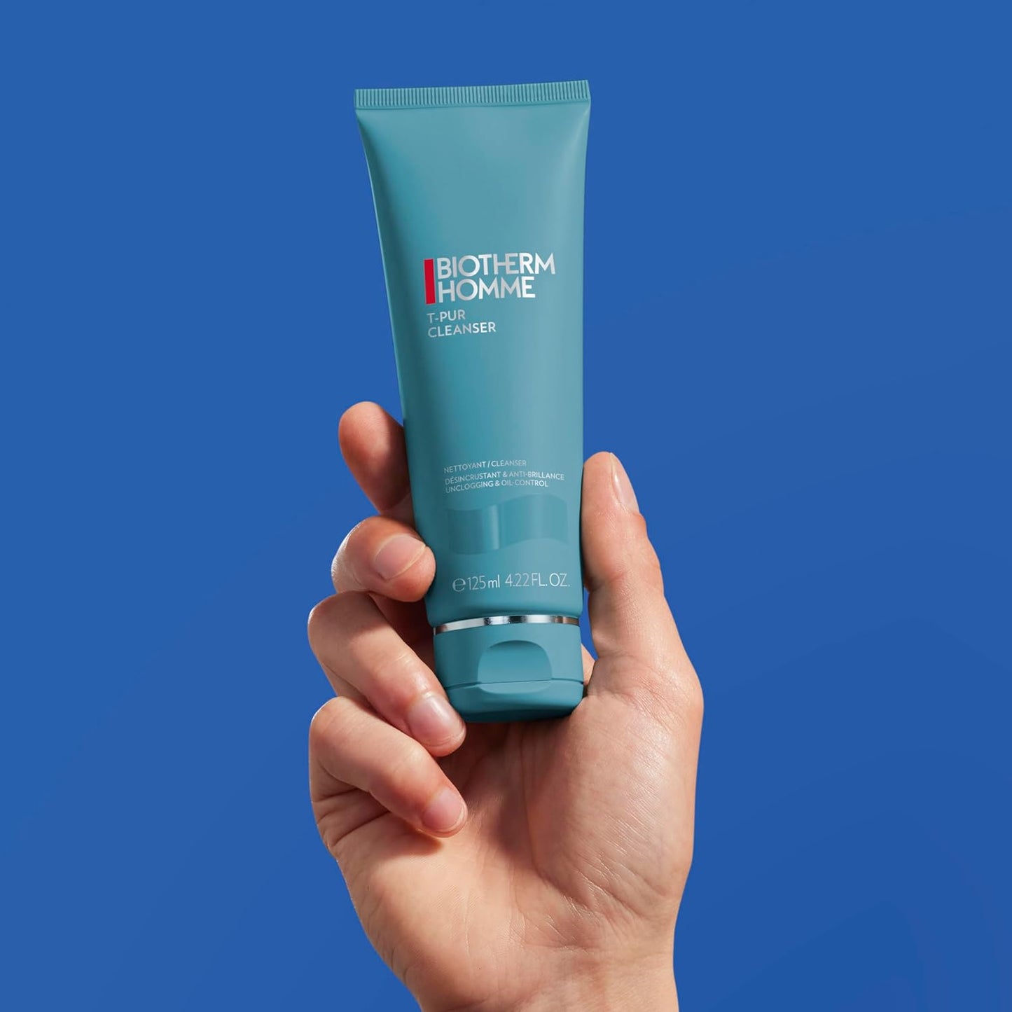 Biotherm Homme Face Wash for Men, T-Pur Anti Oil & Shine Clay Cleanser, Purifying Exfoliating Facial Cleanser with Zinc for Men For Normal to Oily Skin, Christmas Gifts For Men, 125 ml