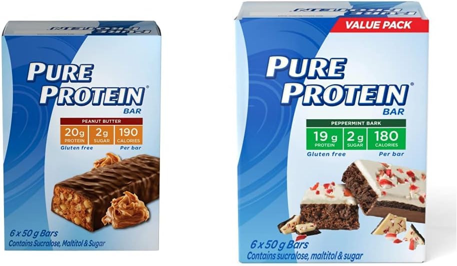 純蛋白棒 - 營養豐富的無麩質蛋白質點心 | 巧克力花生醬 + 巧克力薄荷餅乾（12 包）
