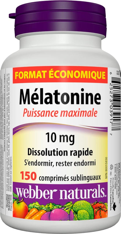 Webber Naturals Melatonin 10 mg Maximum Strength & Biotin 10,000 mcg Extra Strength, 120 Capsules, Supports Healthy Hair, Skin & Nails, Energy Metabolism, Vegan