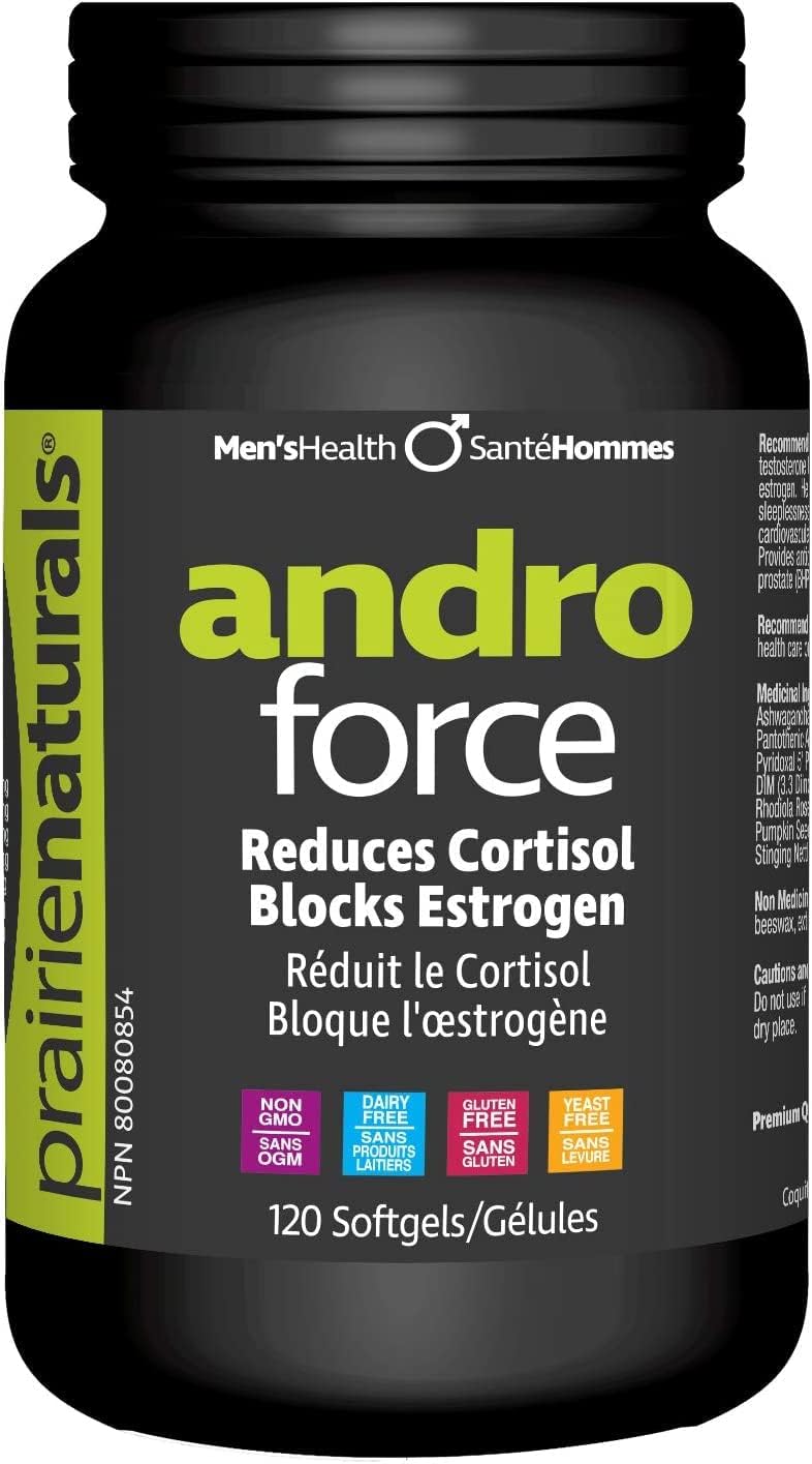 Prairie Naturals Andro-Force reduces stress, cortisol and C-reactive protein levels. Supports cardiovascular health. Antioxidant. Supports cognitive function. Aids is difficulty in urination (benign prostatic hyperplasia…