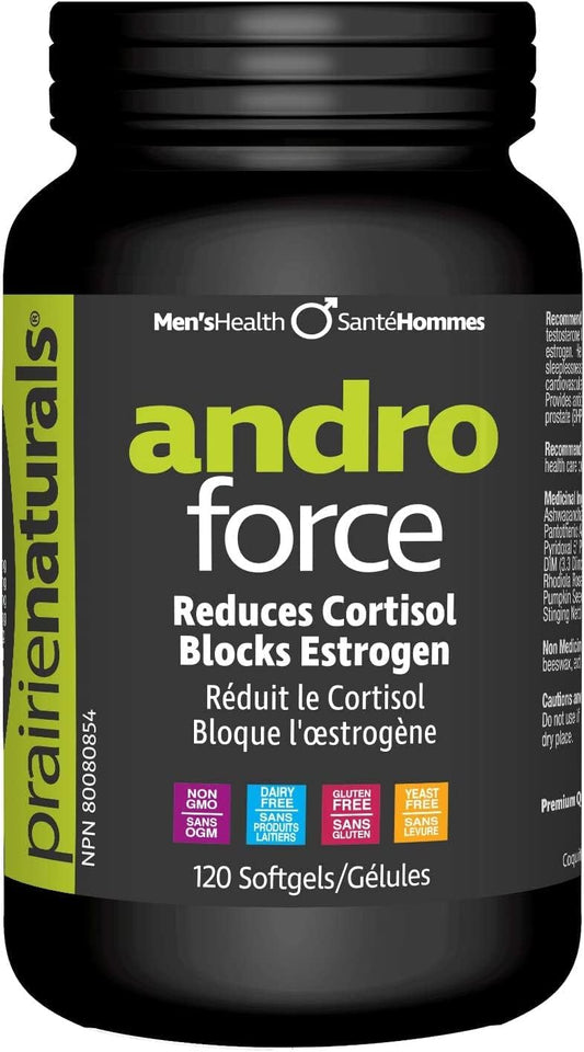 Prairie Naturals Andro-Force reduces stress, cortisol and C-reactive protein levels. Supports cardiovascular health. Antioxidant. Supports cognitive function. Aids is difficulty in urination (benign prostatic hyperplasia…