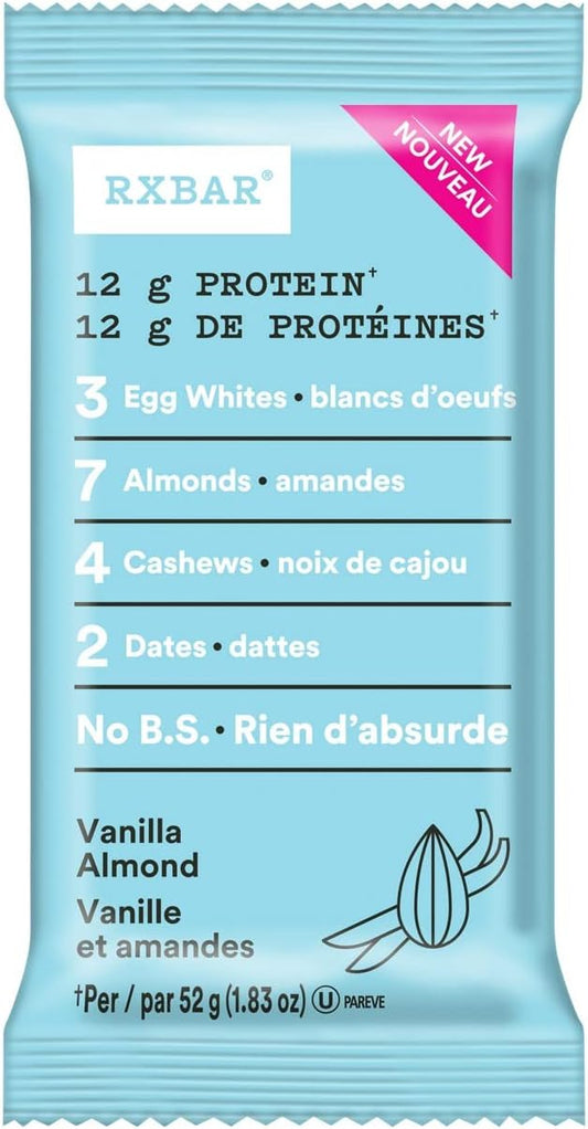 RXBAR Vanilla Almond Protein Bar 12 x 52 g & Protein Bar Coconut Chocolate 12x52g (Pack of 12)