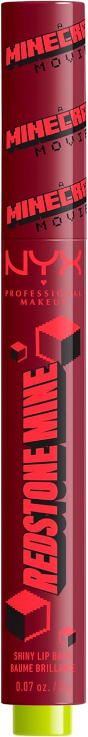 NYX Professional Makeup A Minecraft Movie Fat Oil Slick Click, 12 HR Hydration, Infused with nourishing oils, High-shine Finish, Lip Balm, Shade: Redstone Mine (Red)