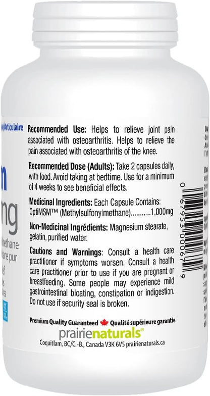 Prairie Naturals OptiMSM 1000毫克膠囊 - 180粒