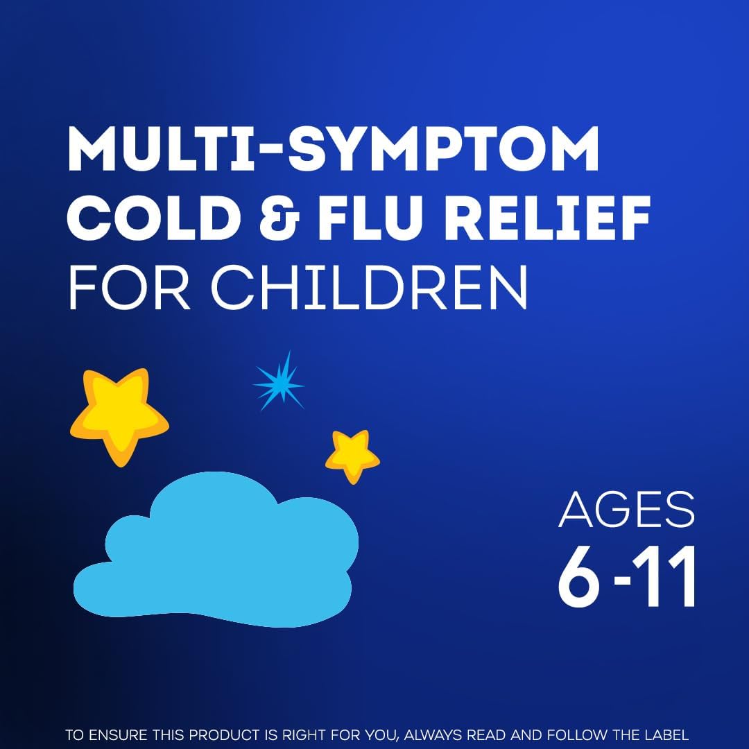 Vicks 儿童 NyQuil 感冒咳嗽糖浆，缓解咳嗽、流鼻涕、打喷嚏等多种症状，浆果味，6 岁以上适用，236 毫升