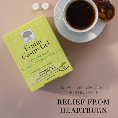 New Nordic Frutin 胃凝胶 - 无糖、素食咀嚼抗酸剂 - 支持缓解胃酸 - 采用柑橘果胶制成 - 48 片咀嚼片（2 包）