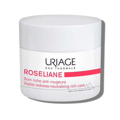 Uriage Roseliane 抗紅血絲乳霜 1.7 液體盎司 | 敏感易紅血絲肌膚的保濕霜 | 抑制導致紅斑痤瘡/紅血絲的關鍵因素的護膚療法