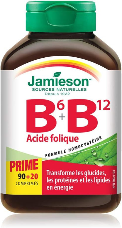 Jamieson 草本复合奶蓟草（每日肝脏排毒），30 粒（1 包）和维生素 B6、维生素 B12 和叶酸，110 粒（1 包）