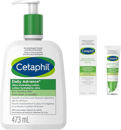 Cetaphil 每日高級乳液，473ml | 超保濕身體乳液和日常臉部保濕霜 SPF 50 - 適合敏感肌膚 - 無油且不油膩