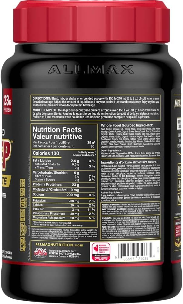 ALLMAX Nutrition MealPrep Lite 全食物蛋白粉，不含乳制品，适合生酮饮食，23 克蛋白质，30 份（双倍巧克力软糖）