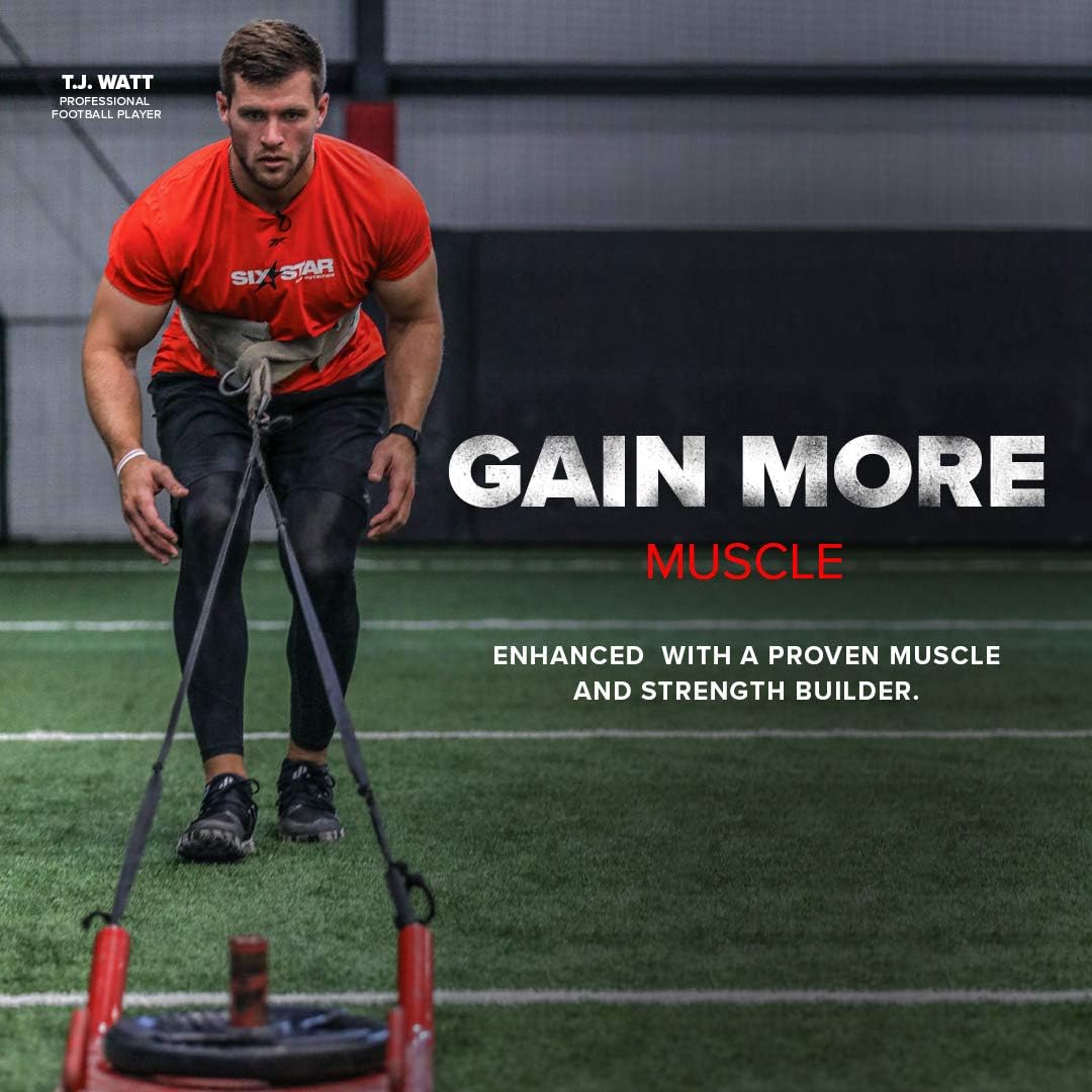 Six Star Whey Protein Powder Plus - Ultimate Muscle Building Formula with Whey Protein Isolate & Peptides - 30g of Protein & 6.6g of BCAA - Strawberry Smoothie Flavor, 39 Servings (Pack of 1)