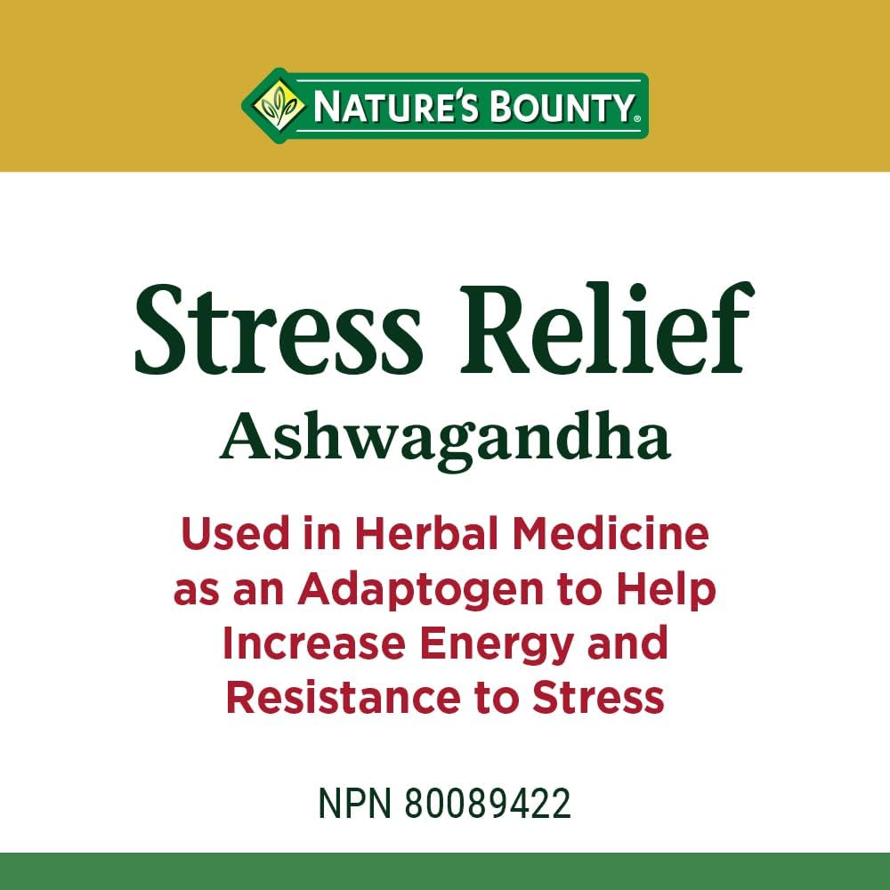 Nature's Bounty Stress Relief Ashwagandha，帮助提升能量和抵抗压力，100粒胶囊