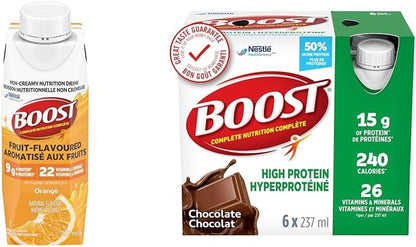 Boost 水果味饮料橙味（237 毫升，24 支）和 BOOST 15 克蛋白质代餐饮料巧克力味（237 毫升，24 支）