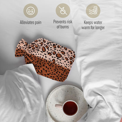 Bodico 热水袋带盖，橡胶加热垫，用于缓解痛经、肌肉疼痛等，秋冬季节热水袋，可爱斑马纹，1.7 升