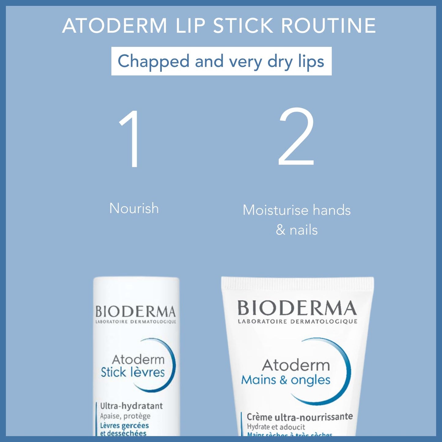 Bioderma Atoderm 唇膏，保湿和更新唇膏，适用于干燥和皲裂的嘴唇，0.14 盎司