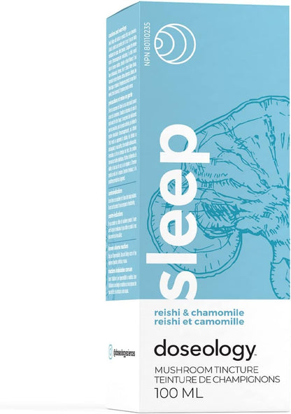 Doseology，睡眠，灵芝、洋甘菊和褪黑激素提取物，子实体蘑菇酊剂，有助于减少入睡时间，促进休息和放松，100 毫升（一个月用量）