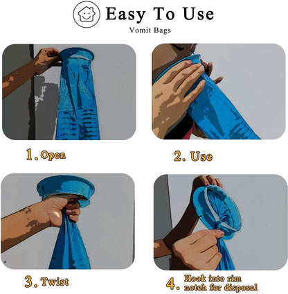 Valchoose 60 Pack Barf Bags Disposable, Portable Puke Bags, 1000ml High Density Vomit Bags, Leak Resistant Perfect for Morning Sickness, Kids, Pregnant Women, Taxis Drivers, Car Motion Sickness (Blue)