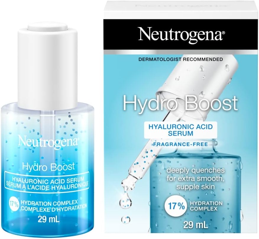 Neutrogena Moisturizer Neutrogena Hydro Boost Hyaluronic Acid Face Serum with Vitamin B5, Glycerin for Moisturized Skin, 29 Milliliters & Hydro Boost Hydrating Cleansing Gel 230mL