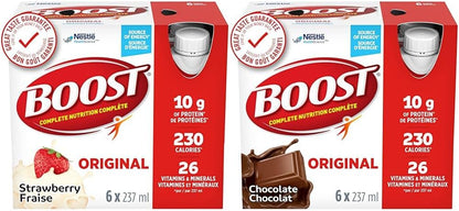 BOOST Original Meal Replacement Drink, Strawberry, 6 x 237 ml (Pack of 4)- PACKAGING MAY VARY & Original Meal Replacement Drink, Chocolate, 24 x 237 ml - PACKAGING MAY VARY