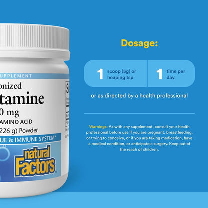 Natural Factors - 微粉化 L-谷氨酰胺粉末游离形式氨基酸 - 300G 克粉末 - 每份 5 克。