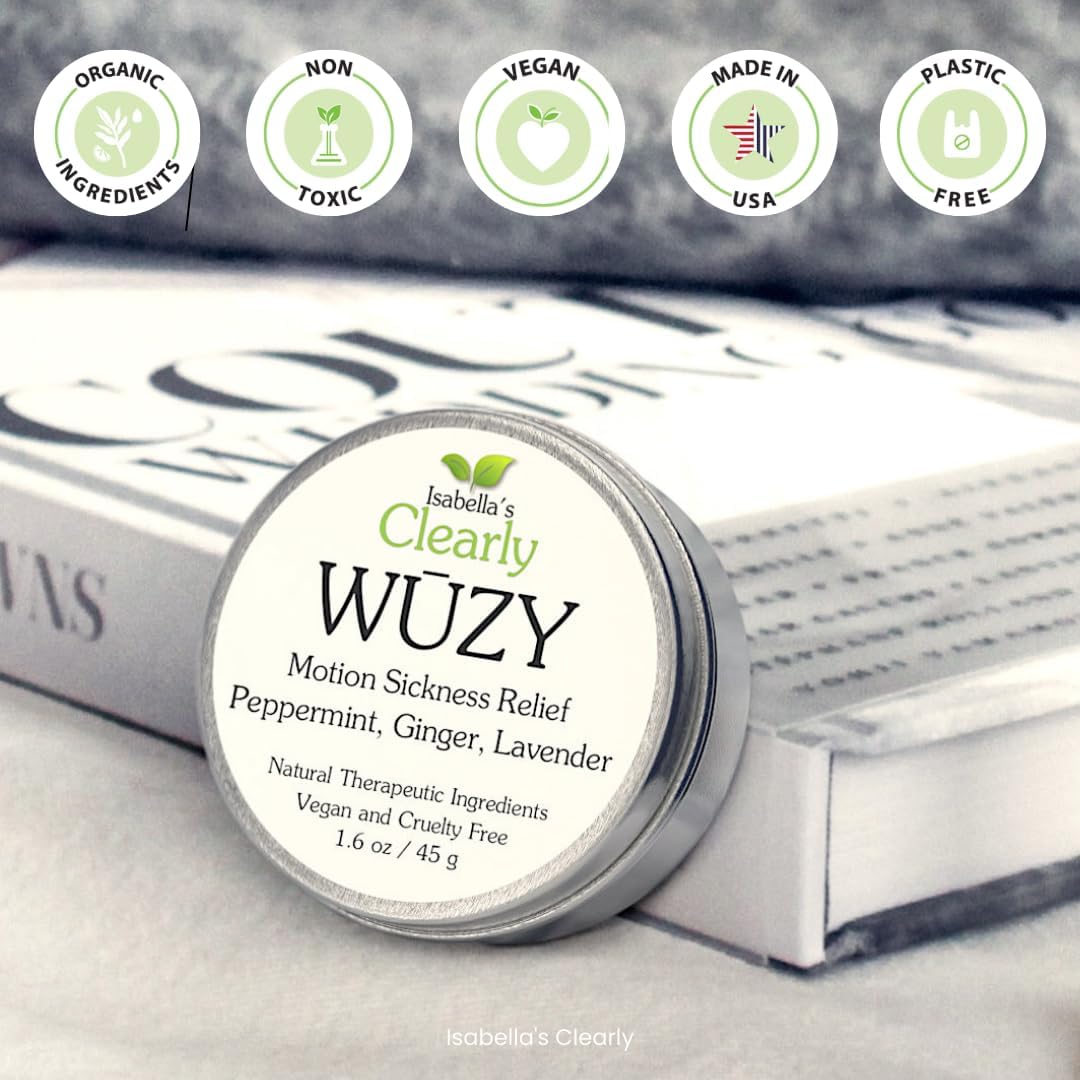 Clearly WŪZY，香薰草本止吐膏 | 缓解晨吐、晕动病、头晕、经前综合症、孕期不适、旅行不适 | 天然疗法，含生姜、薄荷、薰衣草 | 美国制造