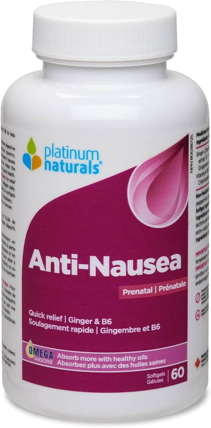 Platinum Naturals - Prenatal Anti-Nausea | Quick relief | 60 Softgels