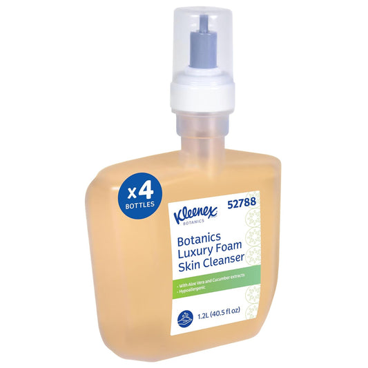 Kleenex® Botanics Luxury Foam Skin Cleanser (52788), 1.2 L Clear, Fresh Scent Automatic Hand Soap Refills for Kimberly-Clark Professional™ ICON™ and Scott® Pro™ Automatic Dispensers (4 Bottles/Case)