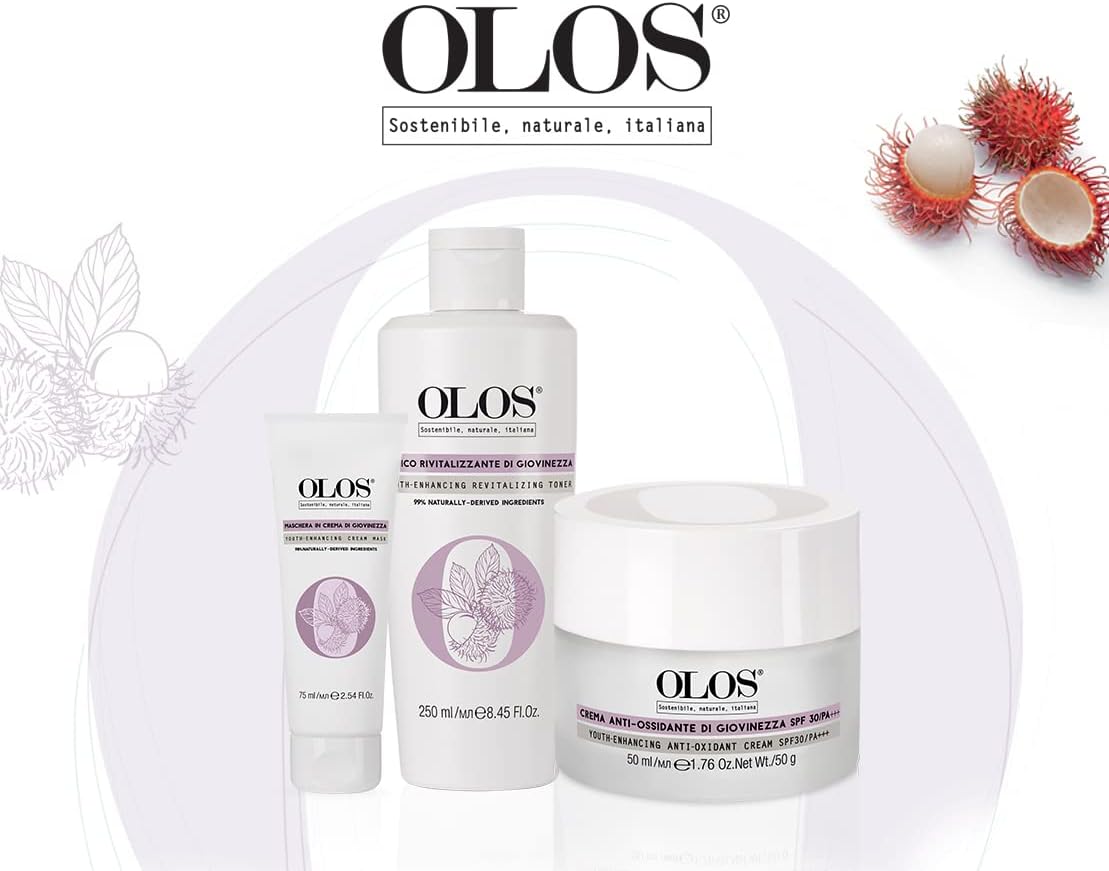 Olos Youth-Enhancing Cleansing Cream - Facial Cleanser - Makeup Remover with Aloe and Rambutan Extracts - Skin Care Cream for Sensitive Skin - 8.4 oz