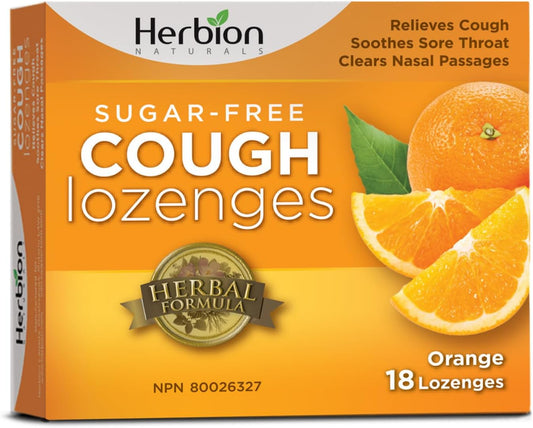 Herbion Naturals 无糖止咳糖，天然橙子味，缓解咳嗽，清除鼻塞，舒缓咽喉痛，适​​用于成人和 12 岁及以上儿童，（6 片装），108 片