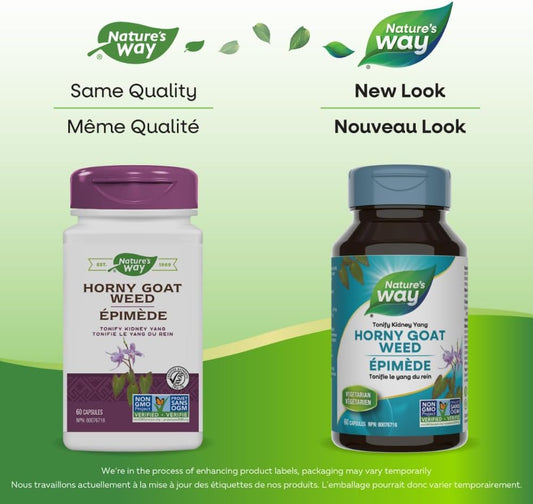 Nature’s Way 淫羊藿 – 传统中药，用于补肾壮阳、强筋健骨 – 素食，非转基因 – 60 粒胶囊