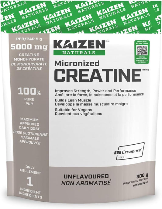 Kaizen Naturals Micronized Creatine Monohydrate, Unflavoured, 300g, Pouch