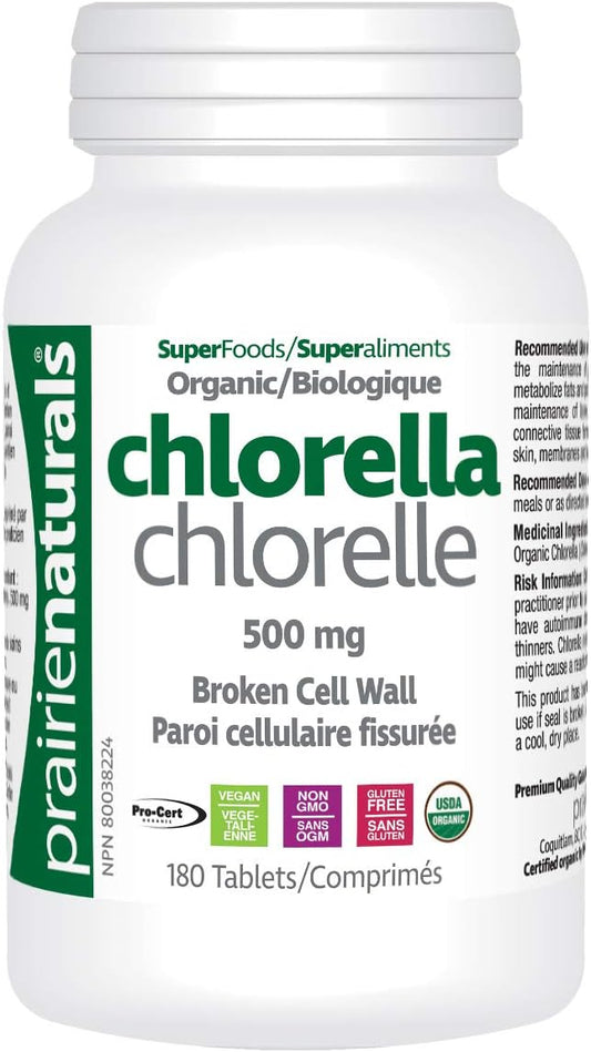 Prairie Naturals Organic Chlorella Broken Cell Wall Tablets - 180 Count
