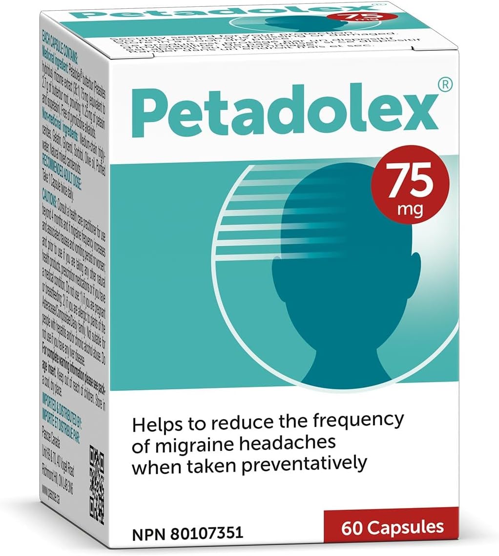 Pascoe - Petadolex - 75 毫克专利无 PA 白屈菜根提取物，用于治疗偏头痛（60 粒（1 包））