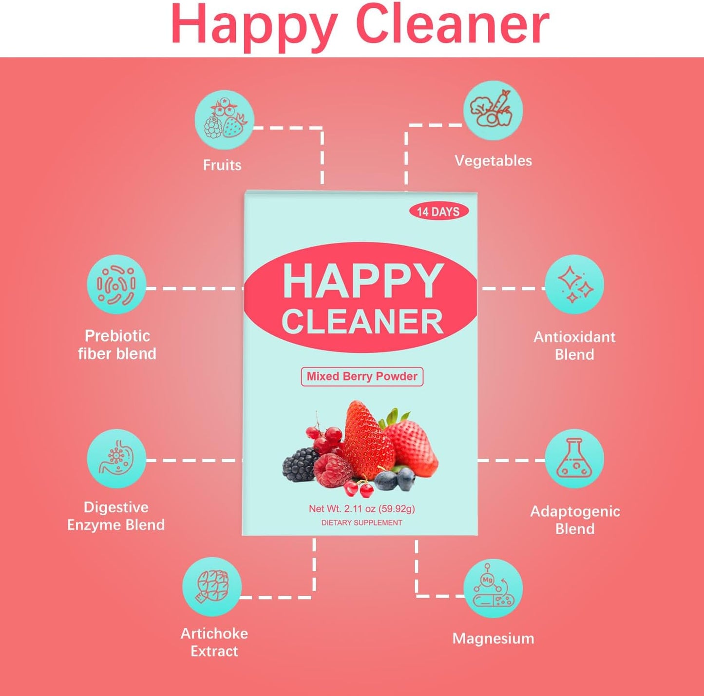 快樂清潔粉，能量和免疫支持，男女適用