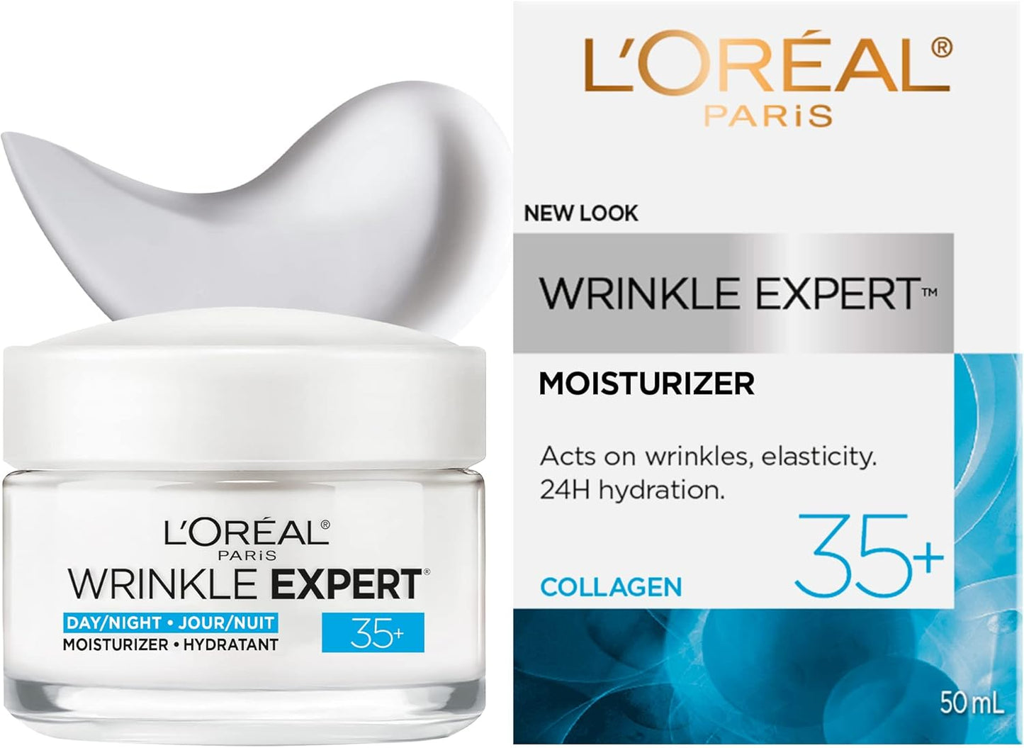 L’Oréal Paris Wrinkle Expert 35+ Anti Aging Face Cream & Night Cream, With Collagen to Reduce the Look of Wrinkles, Face Moisturizer Provides 24HR Hydration, 50mL
